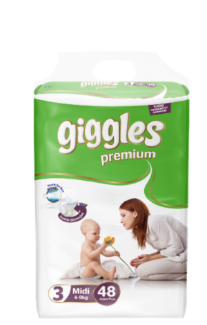 Підгузки дитячі Giggles Premium 3 Midi 4-9 кг 48 шт.